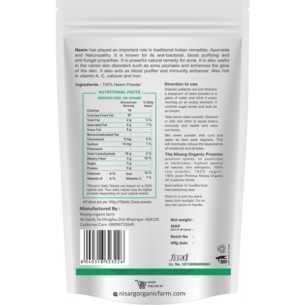 Nisarg Organic Neem Leaf Powder 200g 