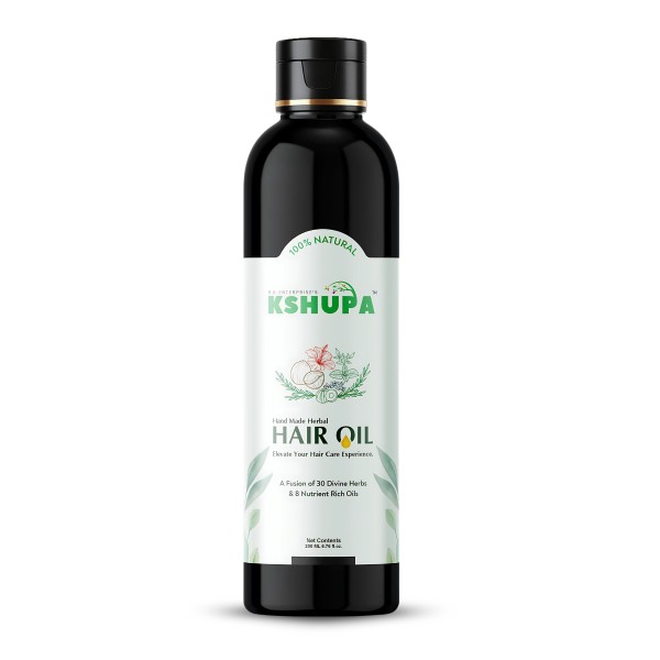 KHSUHPA HANDMADE AYURVEDIC HAIR OIL | 32 Ayurvedic Herbs & 8 Cold-Pressed Oils | Anti Hair Fall & Hair Growth (200ML) 